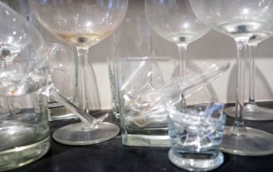 detalhe taças de vidro