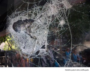 detail broken glass during manifestations in Rio de Janeiro, 2013